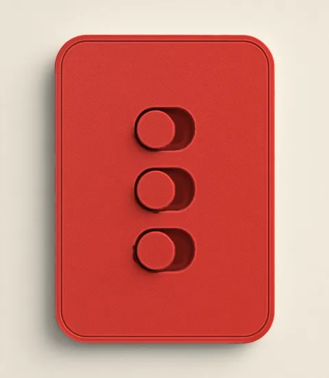 Kit interruptor 4x2 3 botões vermelho PLA